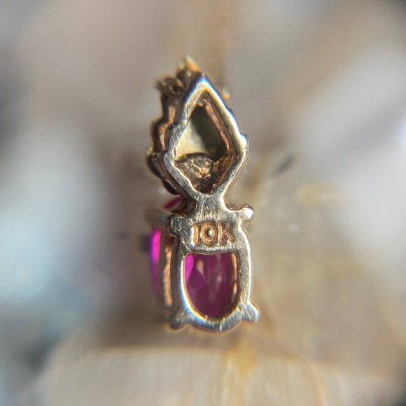 10k Black Hills Gold Ruby and Diamond Necklace - Picture 7 of 8